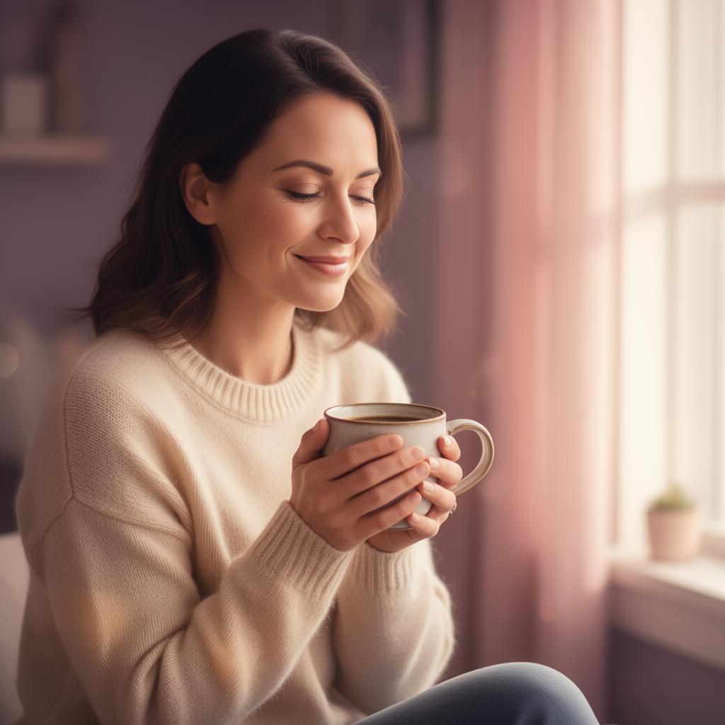 Een rustige moeder geniet van haar koffie terwijl Claire het gezinsleven organiseert